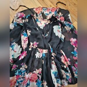 Band of Gypsies Black Dress with Floral Accents